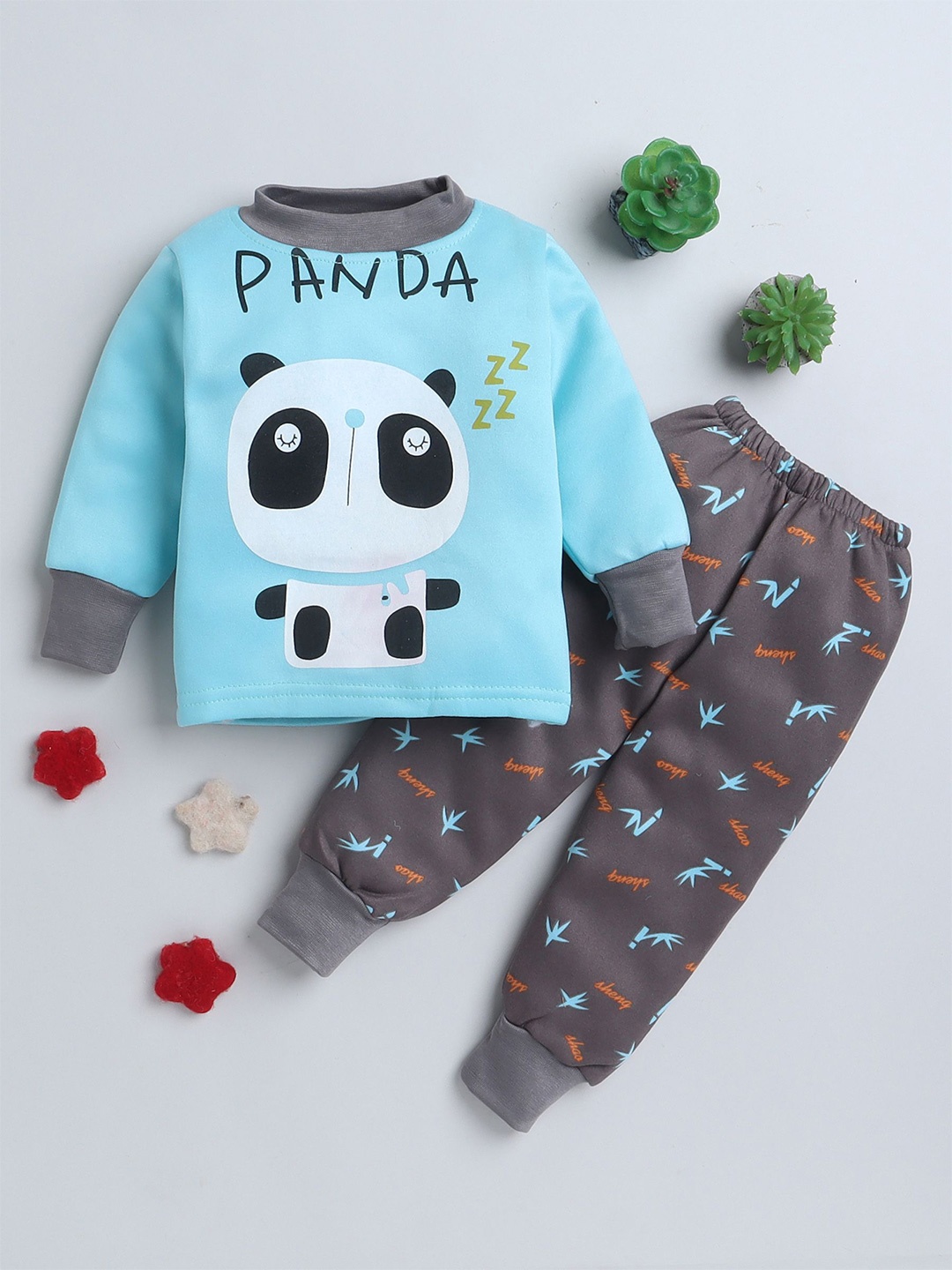 

BAESD Unisex Kids Round Neck Printed Sweatshirt with Joggers, Turquoise blue