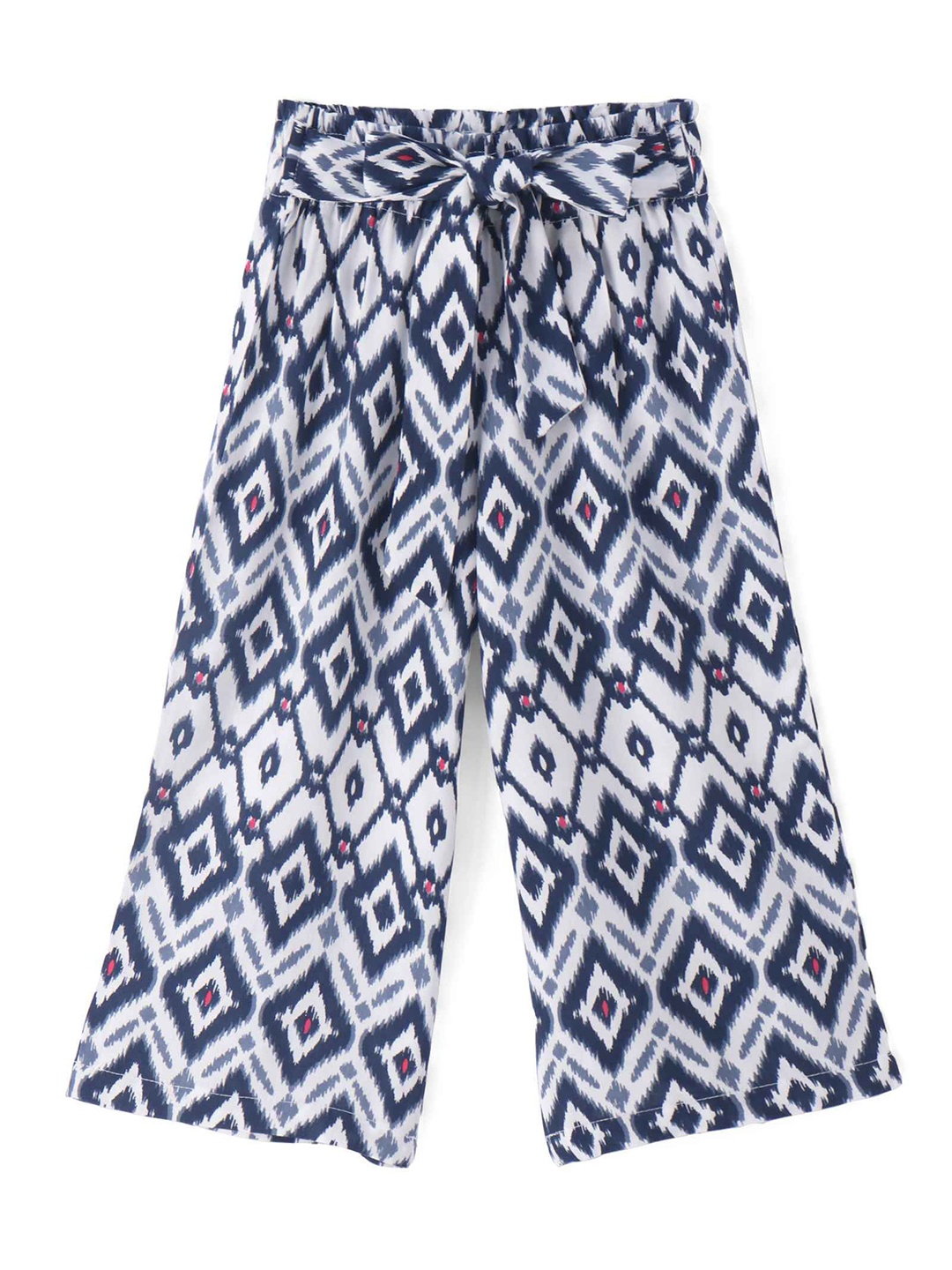 

CrayonFlakes Girls Ikat Printed Palazzos, Off white