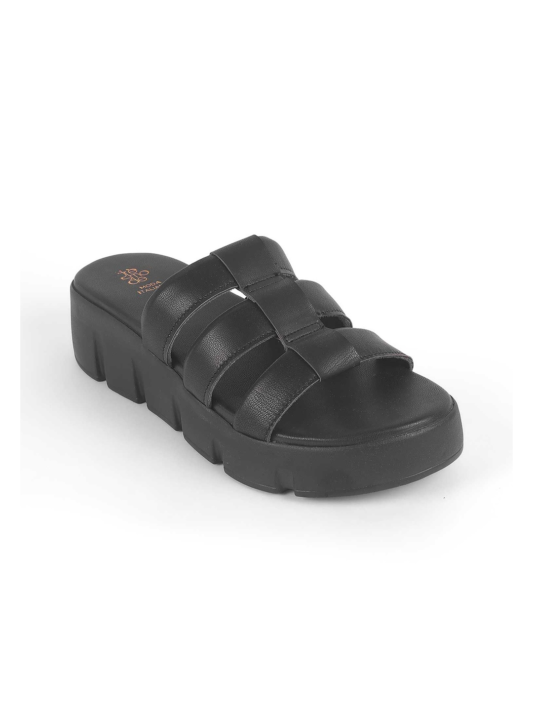 

Tresmode Women Leather Open Toe Platform Heel Sandals, Black