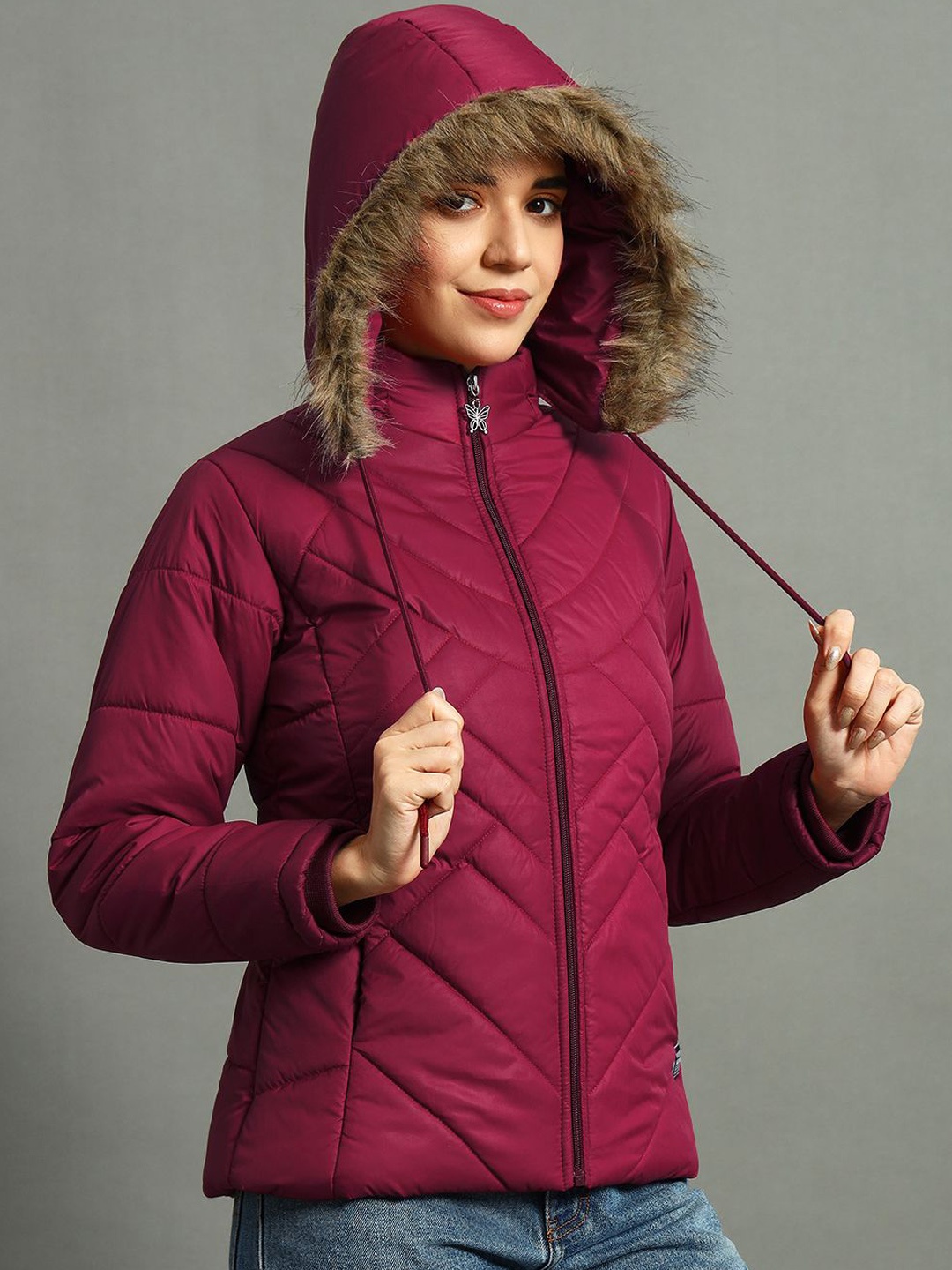 

VERO AMORE Women Hooded Solid Casual Parka Jacket, Maroon