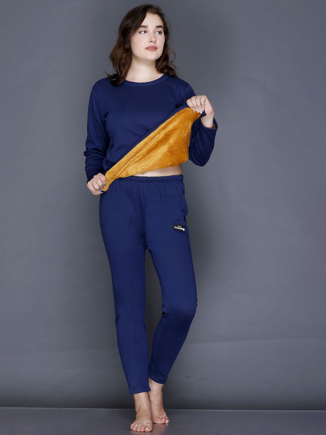 

TFA THE FASHION ADDICTION Women Round Neck Cotton Thermal Set, Blue