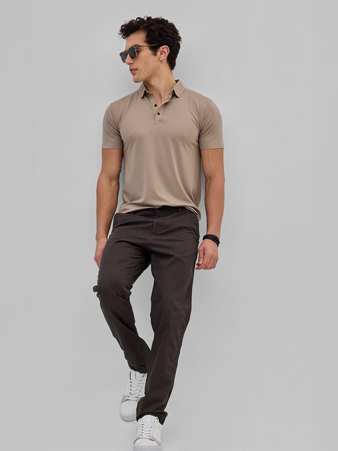 

Snitch Men Smart Slim Fit Mid-Rise Trousers, Brown
