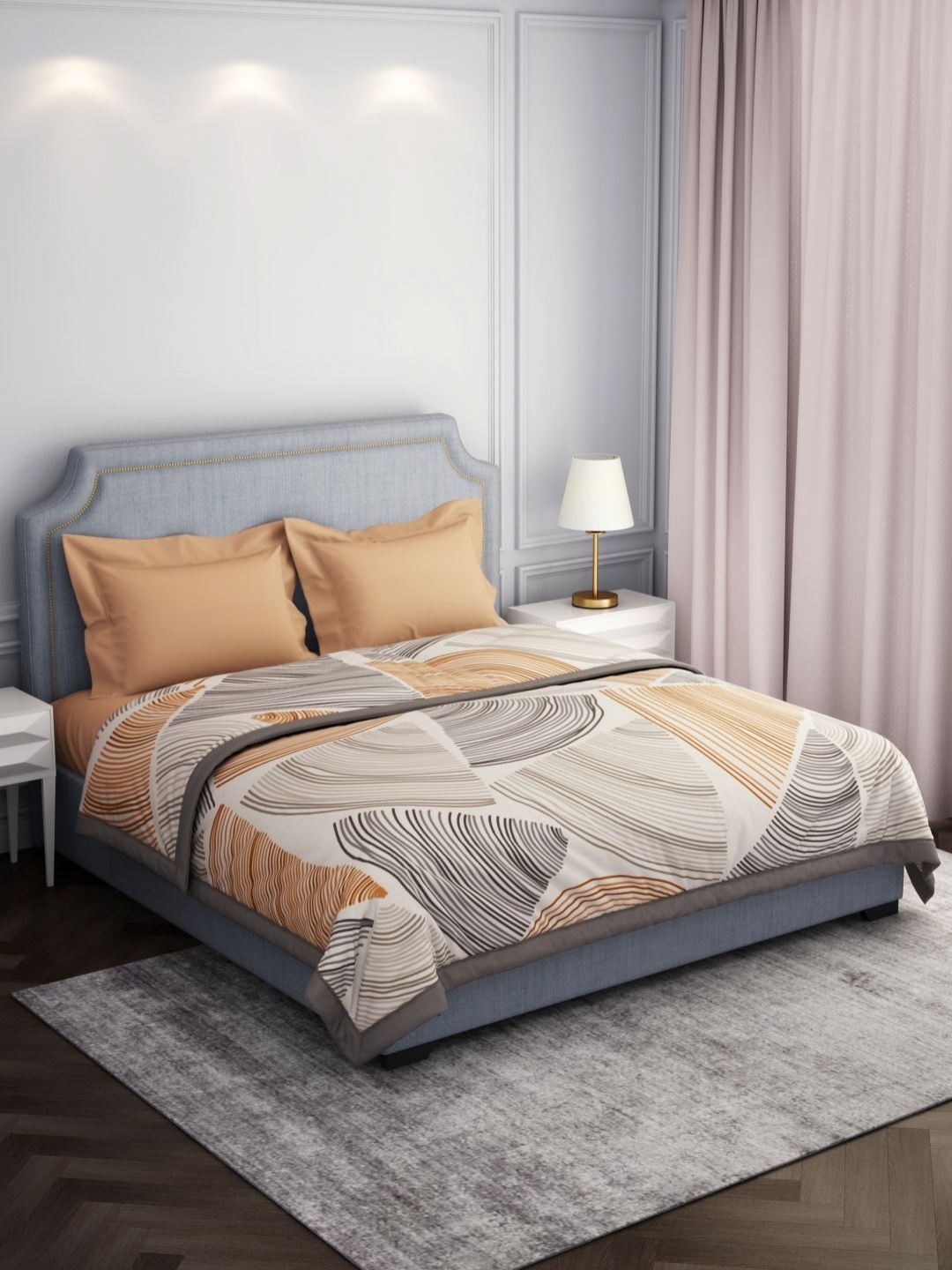 

Welspun Grey & Brown Abstract Printed AC Room 800 GSM Double Bed Blanket