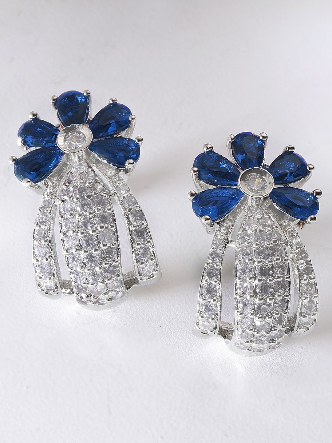 

KARATCART Silver-Plated American Diamond Contemporary Studs