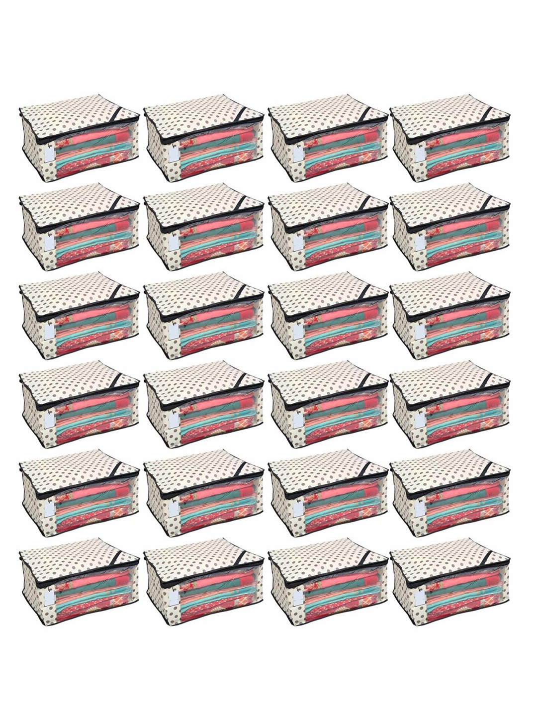 

Kuber Industries Cream-Coloured & Grey 24 Pieces Printed Saree Cover Organisers