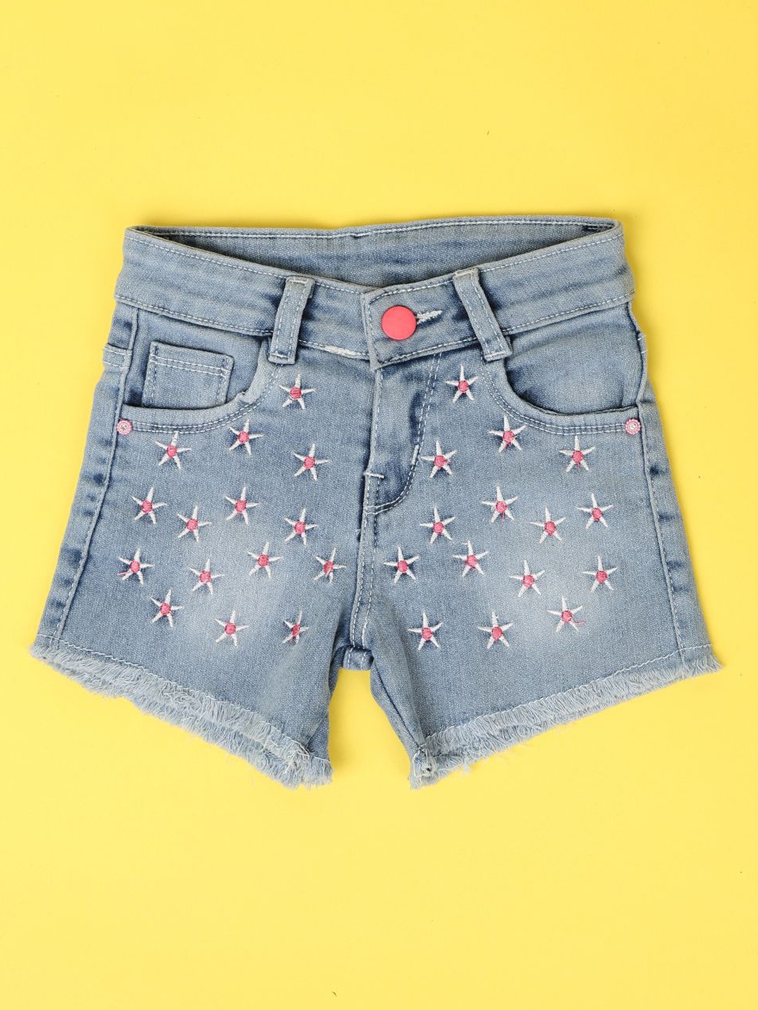 

V-Mart Girls Embroidered Denim Shorts, Blue