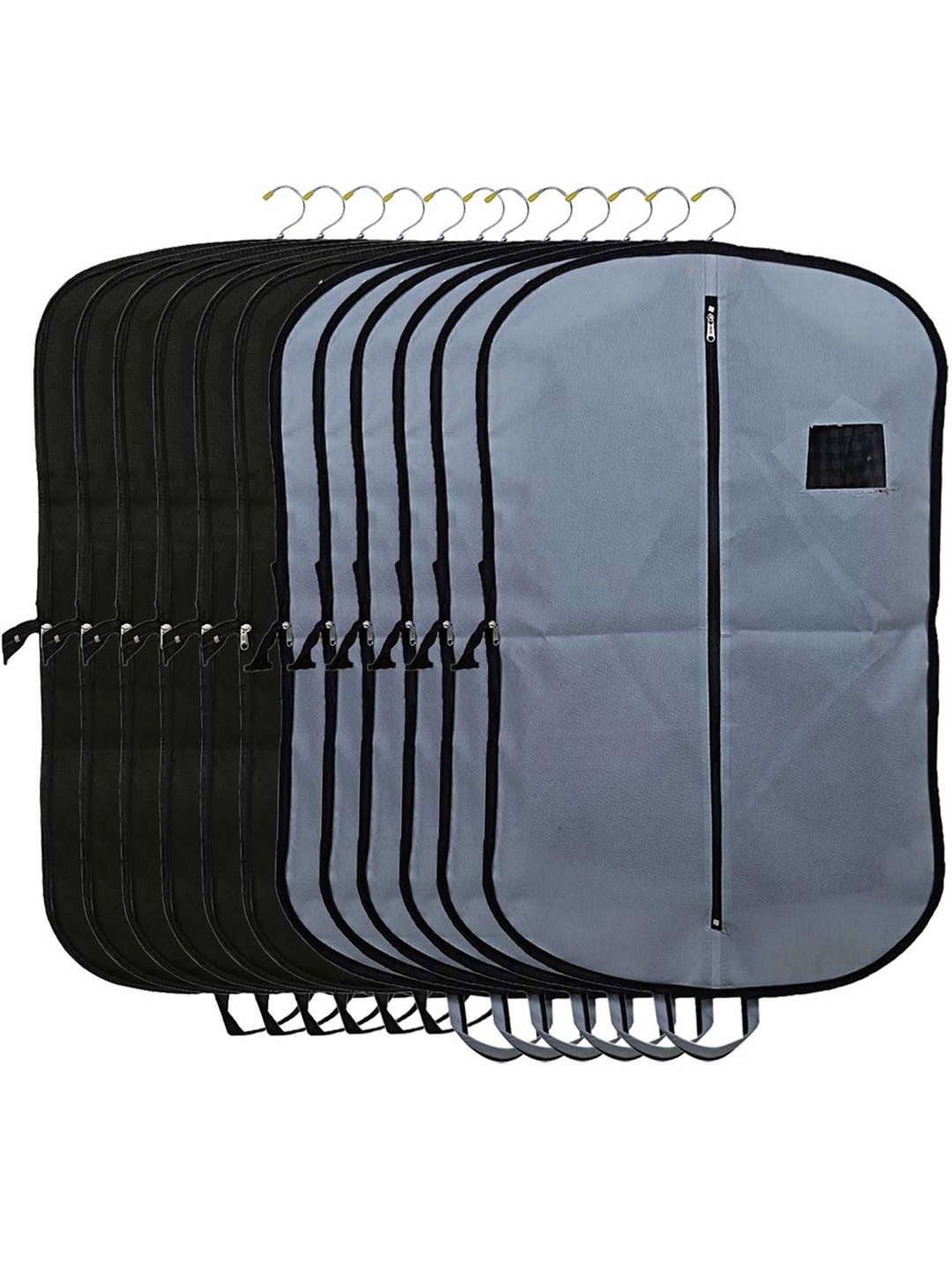

Kuber Industries Grey& Black 12 Pieces Men's Coat Suit Covers Organisers