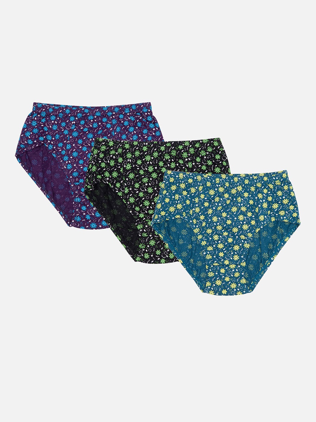 

Bodycare Girls Pack Of 3 Floral Printed Hipster Briefs, Blue
