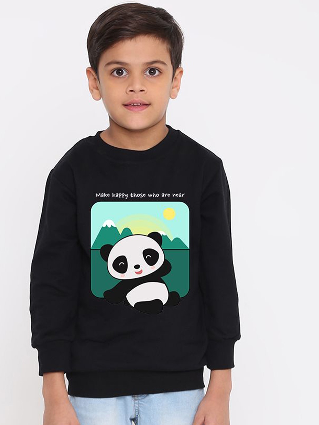 

FALTU.CO Boys Round Neck Pullover Cotton Sweatshirt, Black