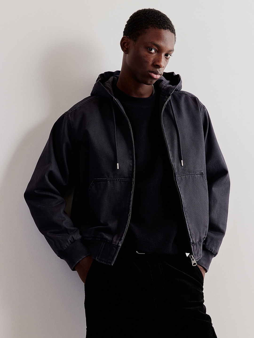 

H&M Hooded Zip-Through Jacket, Black