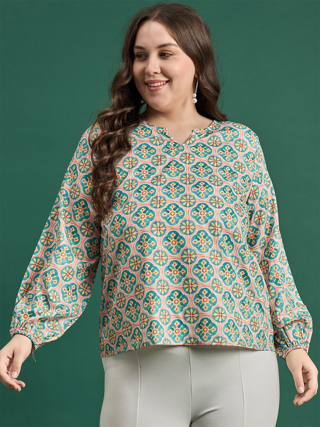 

DressBerry Curve Women Abstract Printed Regular Top, Green