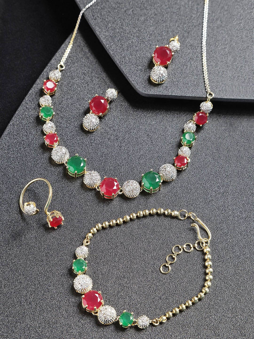 

YouBella Gold Plated Stone Studded Jewellery Set