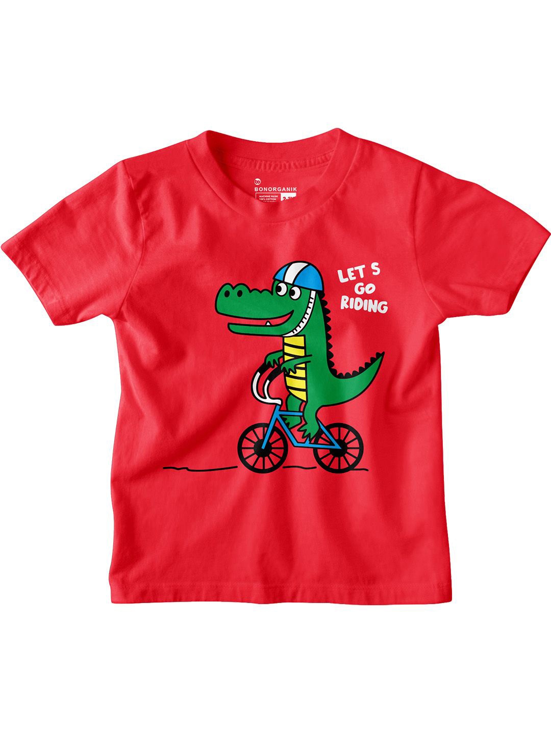 

BonOrganik Boys Graphic Printed Round Neck Cotton T-shirt, Red
