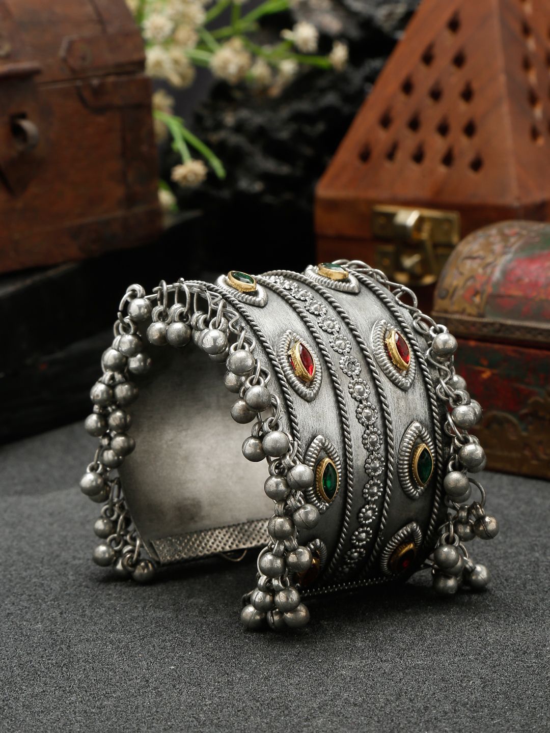 

YouBella Silver-Plated Cuff Bracelet