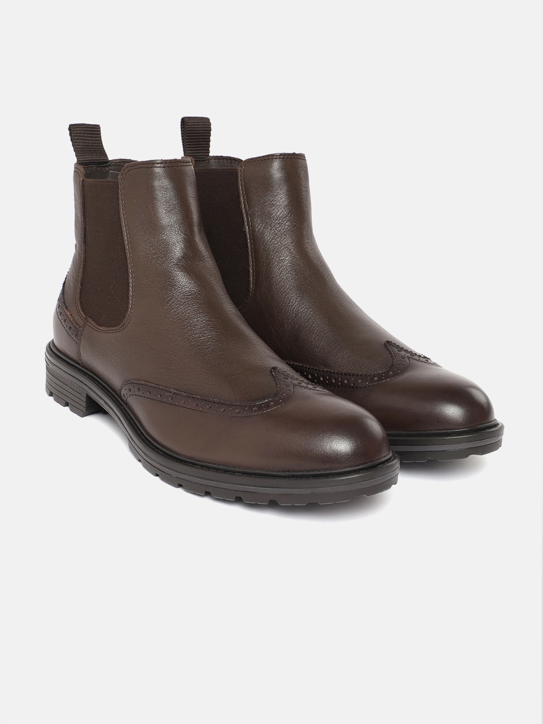 

Geox Men U Walk Pleasure C C Textured Leather Chelsea Boots, Coffee brown