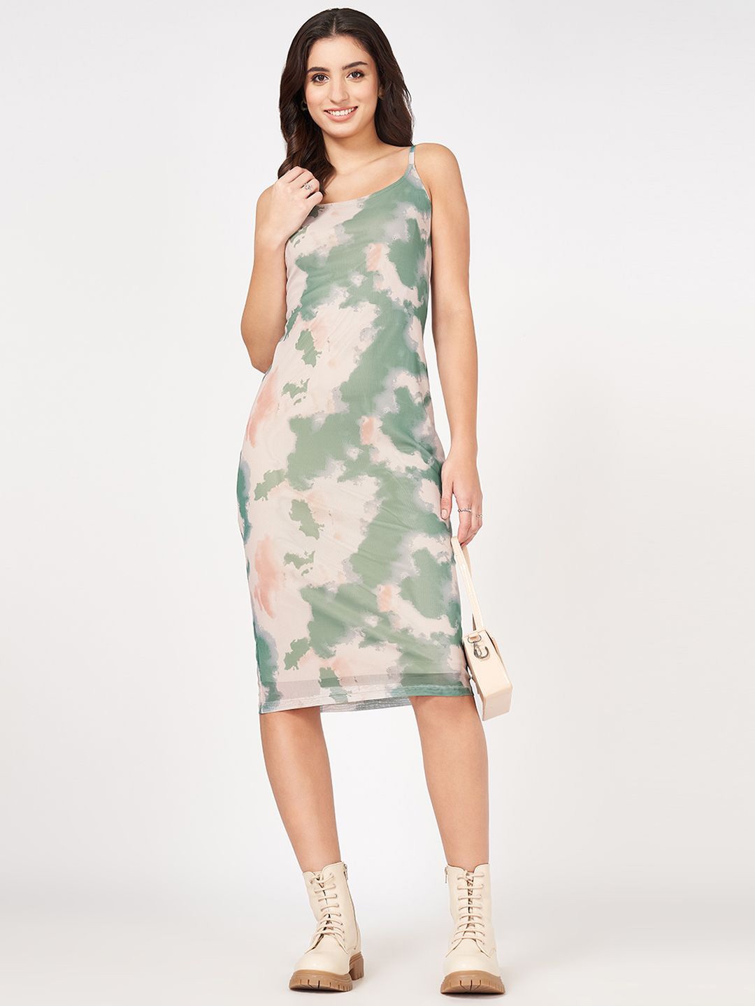 

People Women Abstract Print Sleeveless Dress, Off white