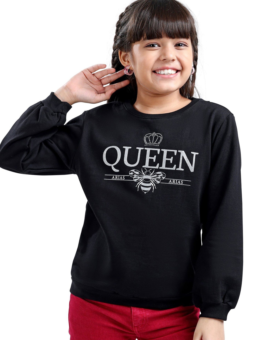 

ARIAS By LARA DUTTA Girls Printed Sweatshirt, Black