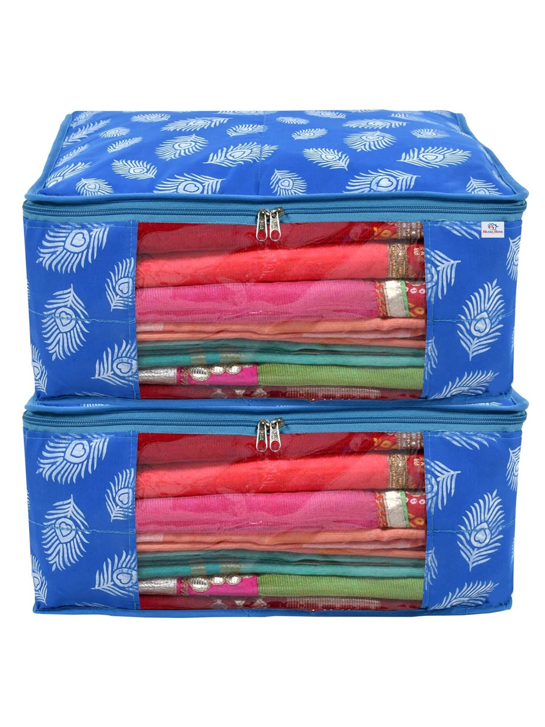 

Kuber Industries Blue & White 2 Pieces Leaf Printed Saree Cover Organisers