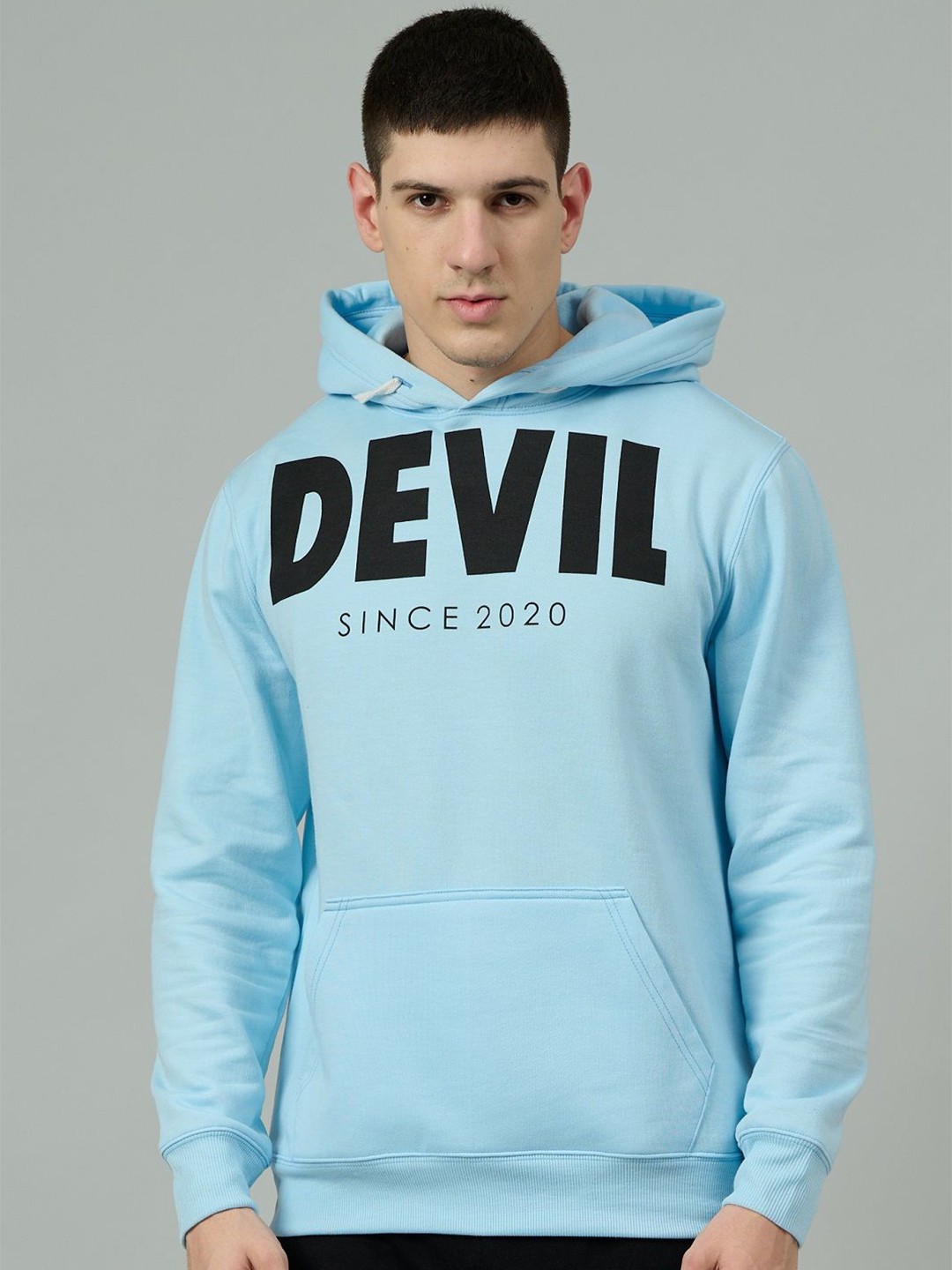 

GO DEVIL Men Printed Hooded Sweatshirt, Blue