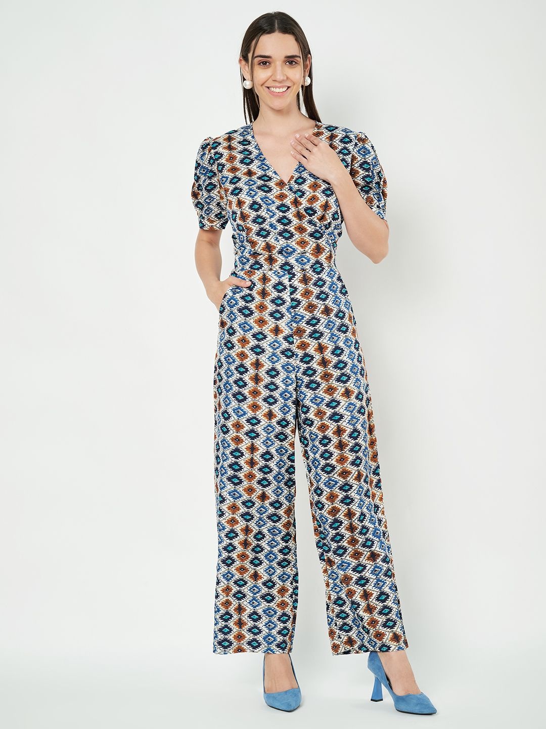 

BRINNS Women Printed Basic Jumpsuit, Blue