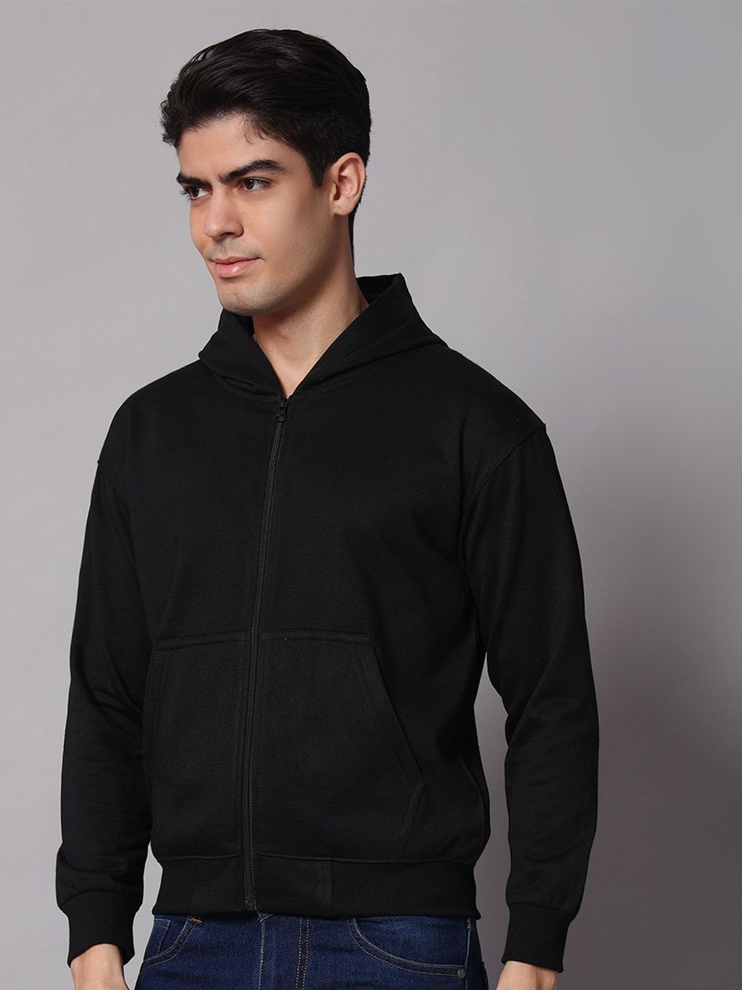 

Obaan Men Front-Open Hooded Sweatshirt, Black