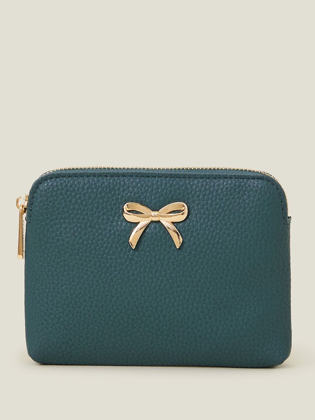 

Accessorize Women Textured PU Zip Around Wallet With Bow Details, Teal