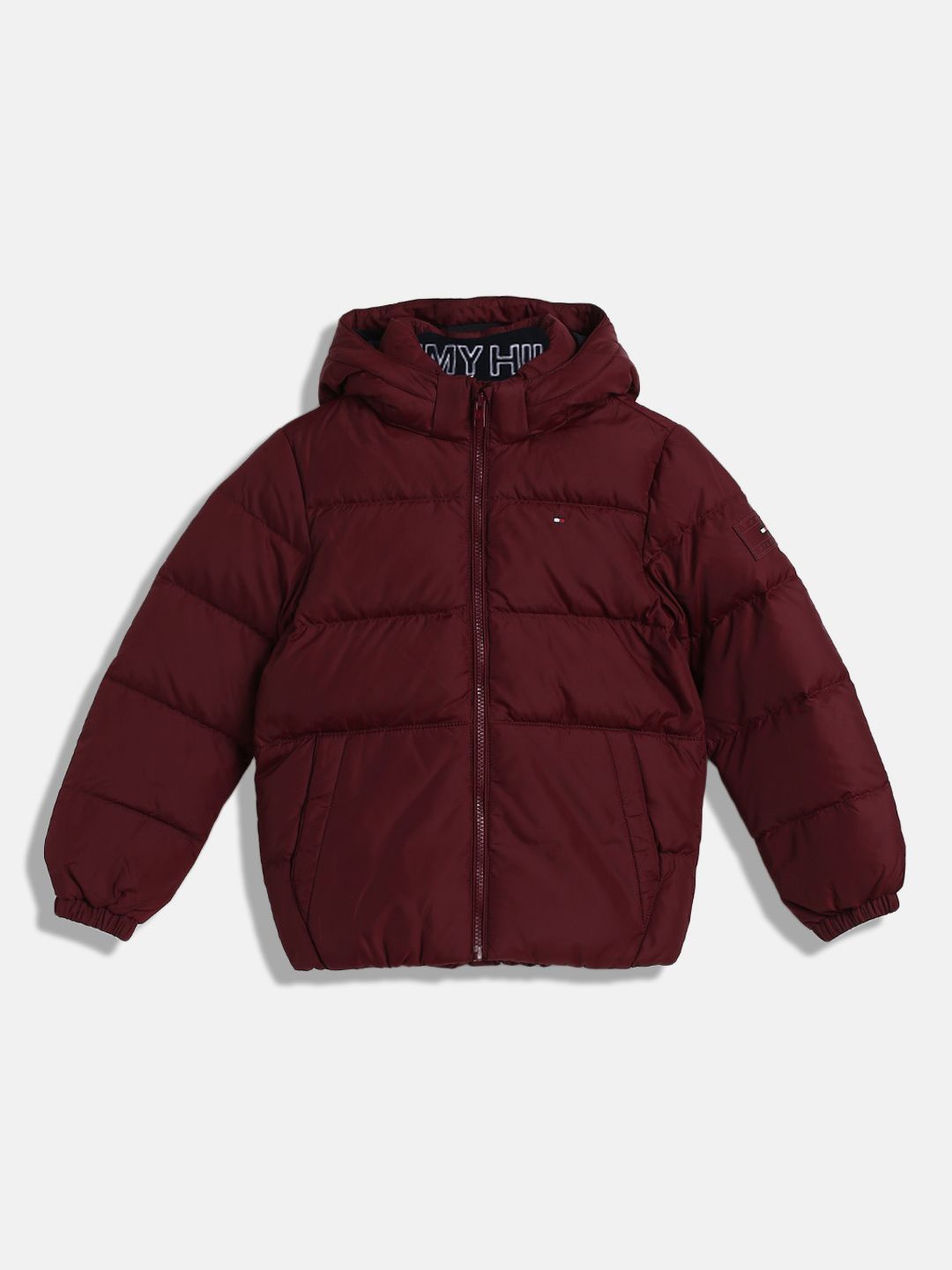 

Tommy Hilfiger Boys Hooded Solid Casual Padded Jacket, Maroon