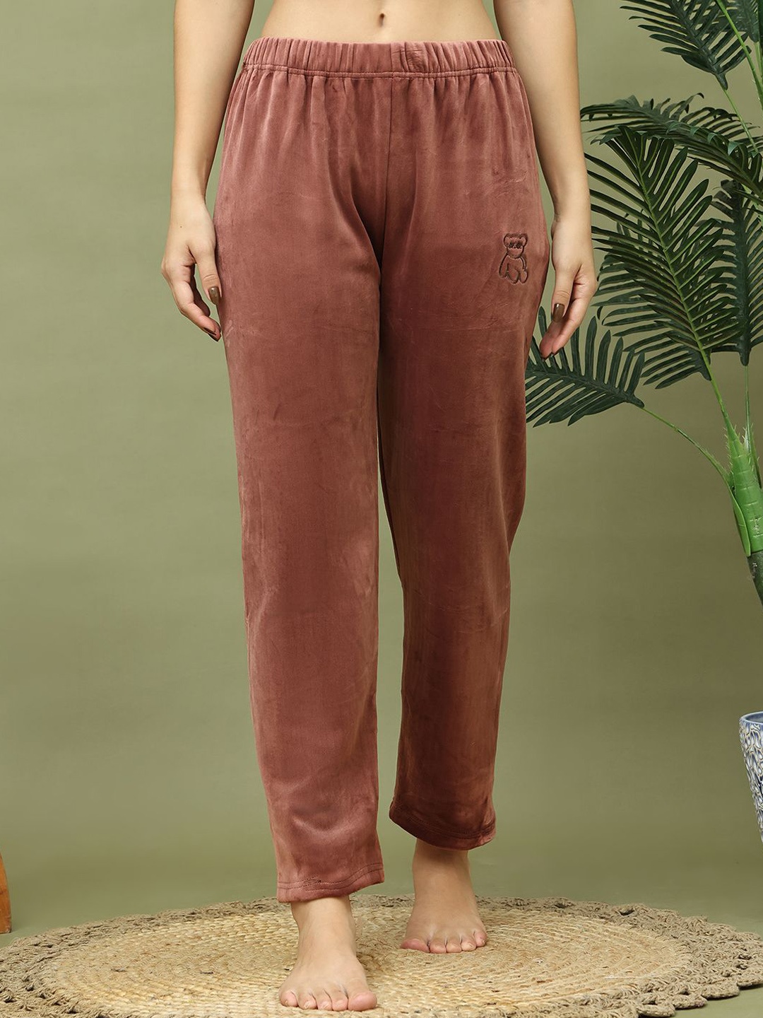 

TAG 7 Women Straight Mid-Rise Lounge Pants, Brown