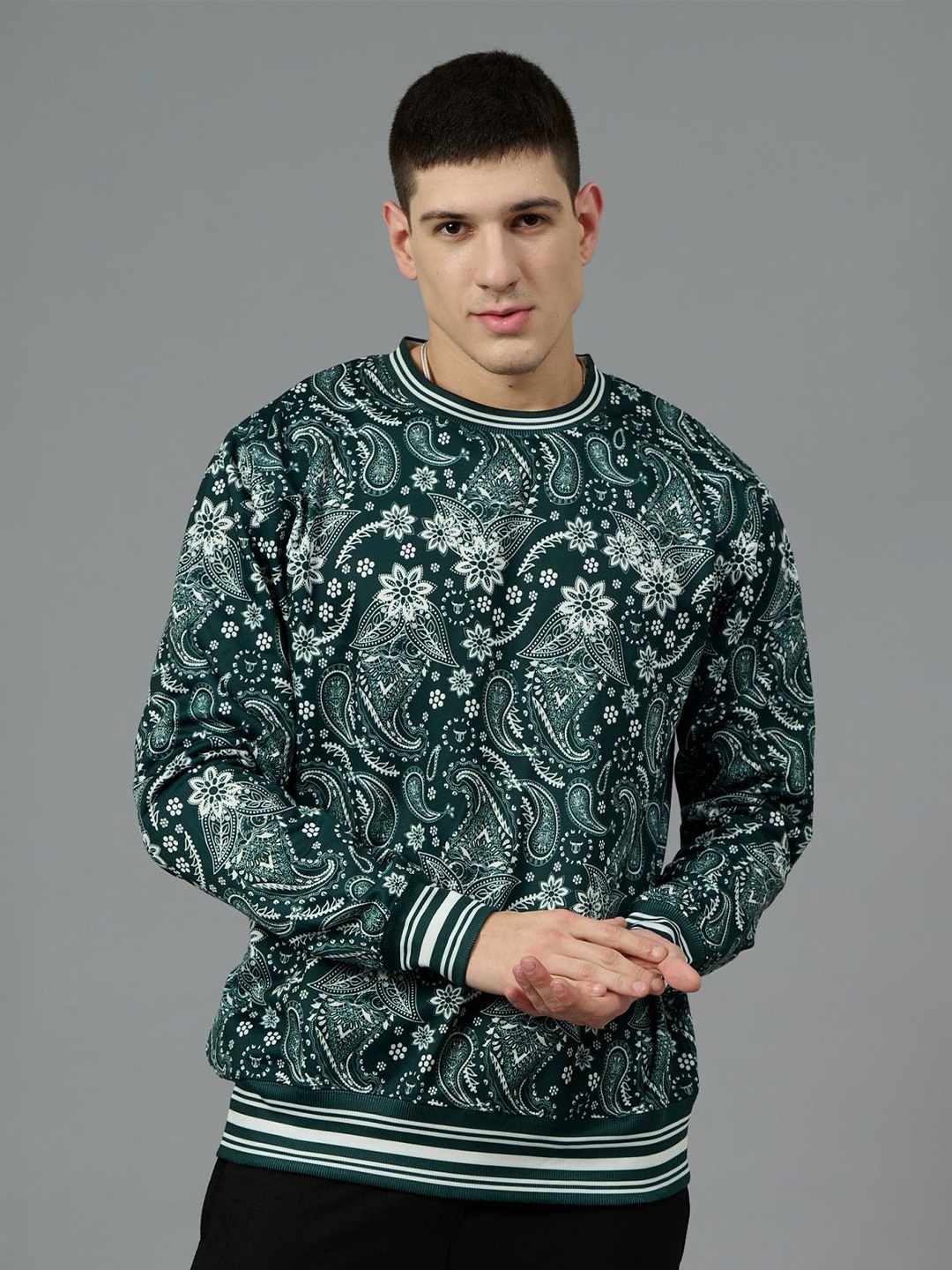 

GO DEVIL Men Printed Pullover Sweatshirt, Green