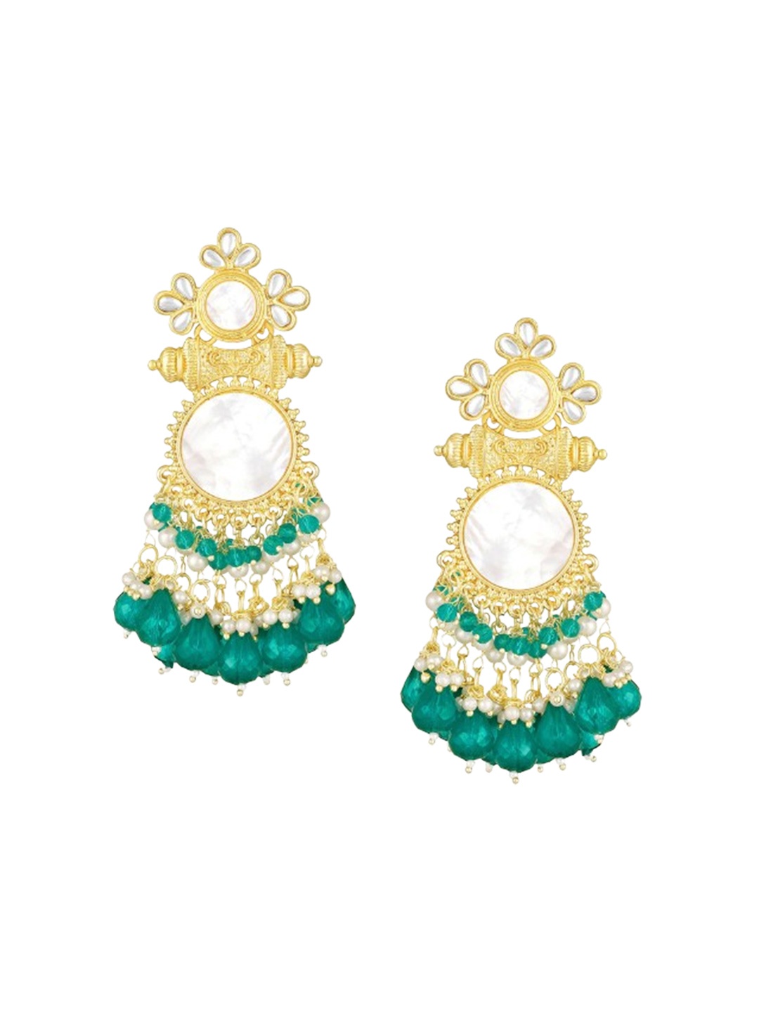 

Peora Contemporary Kundan Drop Earrings, Green