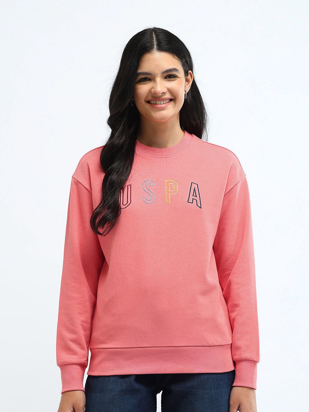 

U.S. Polo Assn. Women Women Brand Logo Printed Sweatshirt, Pink