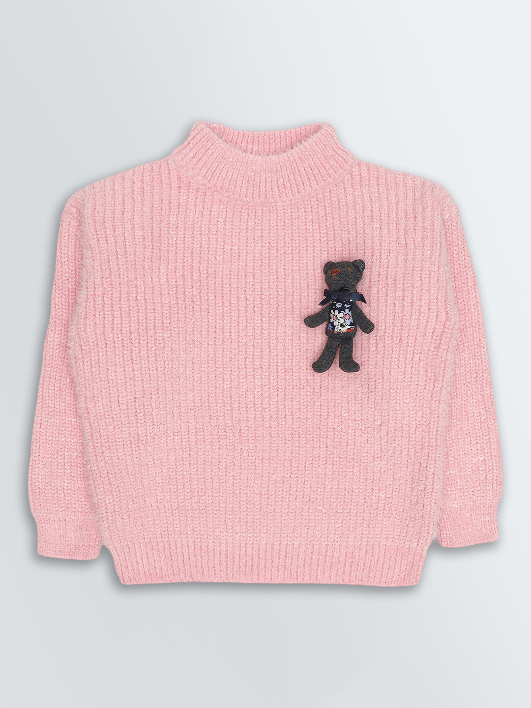 

KNITCO Girls Self Design Pullover, Pink