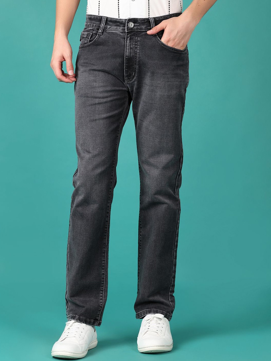 

V-Mart Men Cotton Mid-Rise Stretchable Clean Look Jeans, Grey