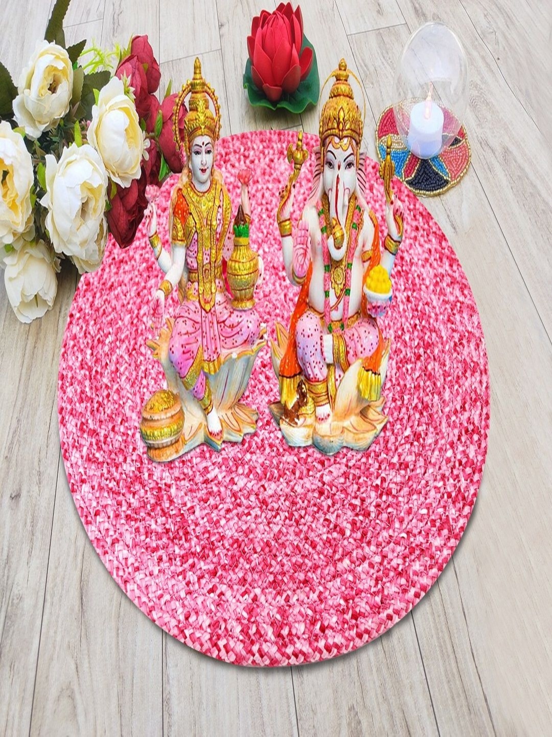 

LADLI JEE Pink Printed Round Table Placemat