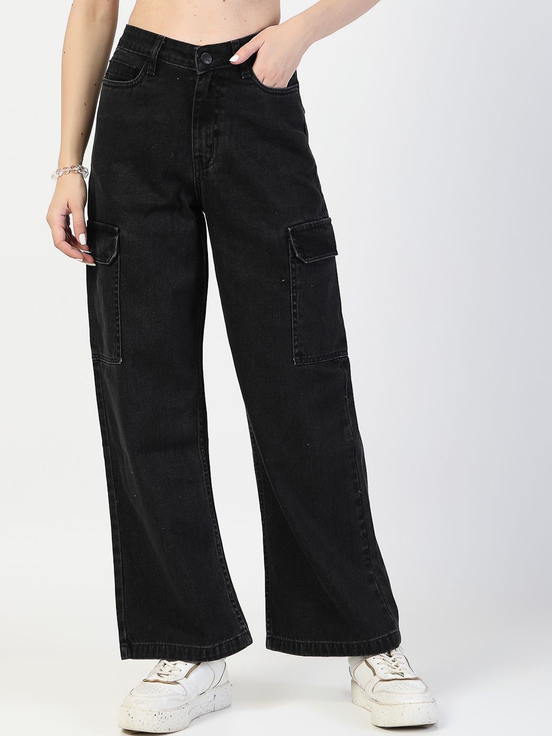 

COSMIC TRIO Women Relaxed Fit Mid-Rise jeans, Black