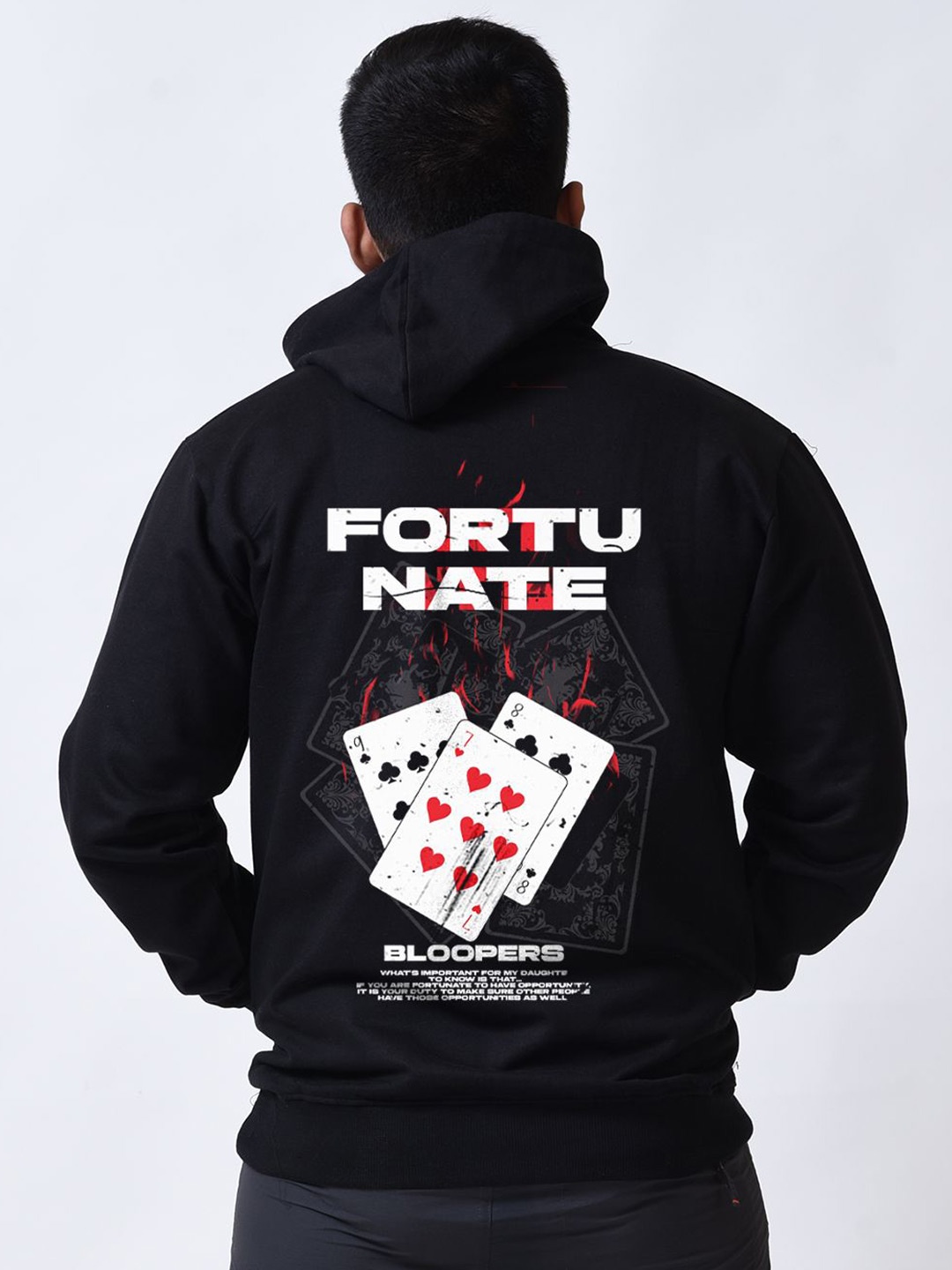 

Bloopers Store Men Printed Hooded Long Sleeves Sweatshirt, Black