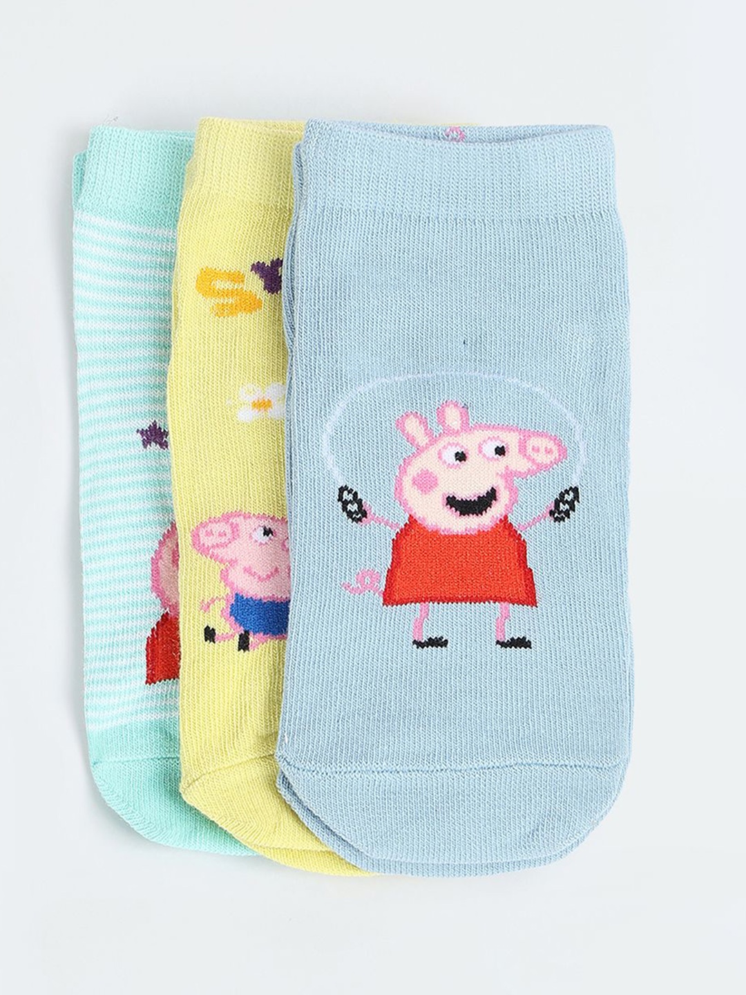

max Girls Pack Of 3 Patterned Ankle-Length Socks, Blue
