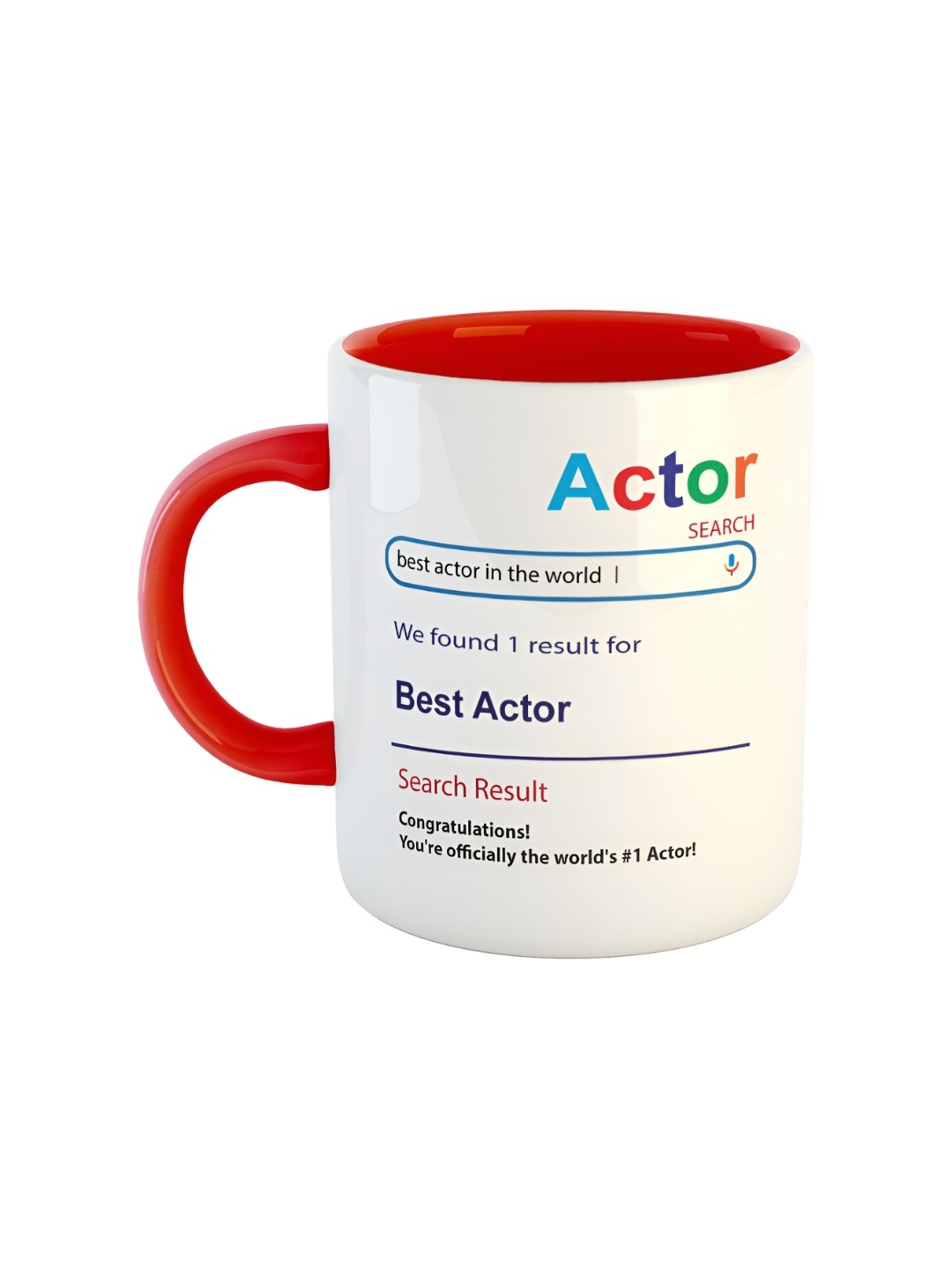 

ARTBUG White & Red Best Actor Printed Glossy Ceramic Coffee Mug 330 ML