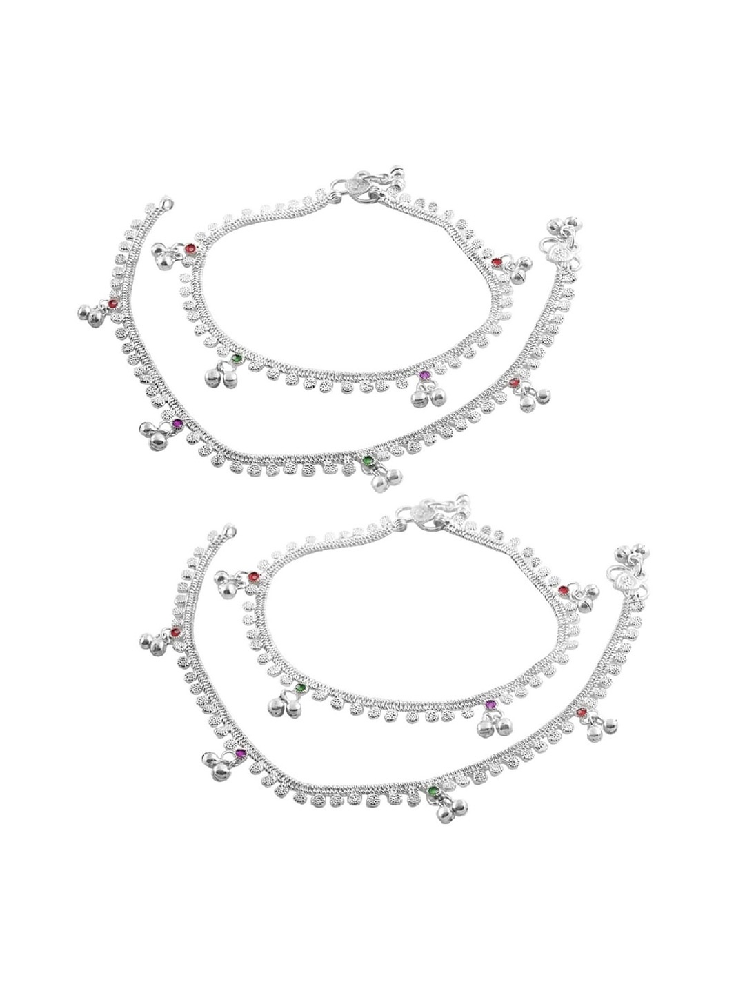 

Lila Set of 2 Silver-Plated Stone Studded Anklets