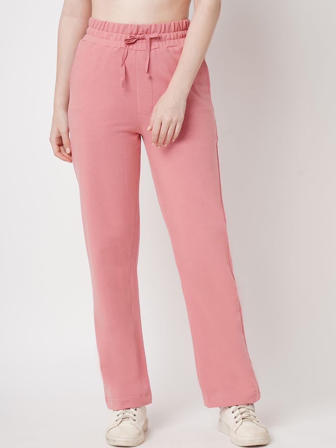 

Kraus Jeans Women Loose Fit High-Rise Cotton Trousers, Pink