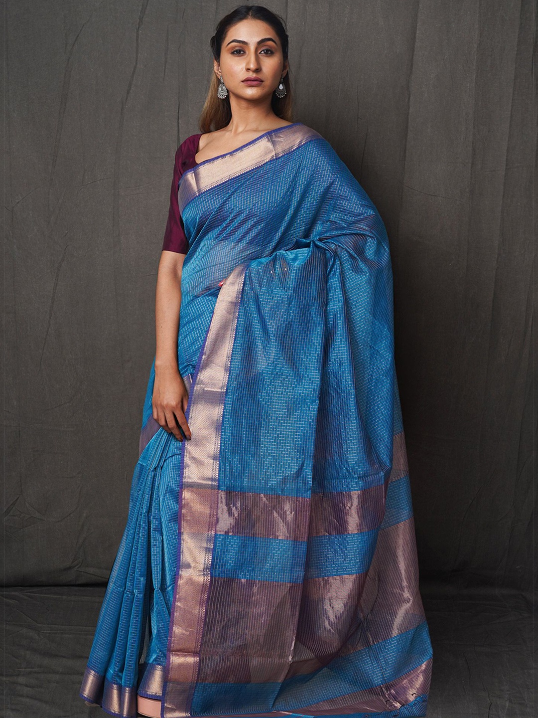 

Unnati Silks Woven Design Zari Handloom Maheshwari Saree, Blue