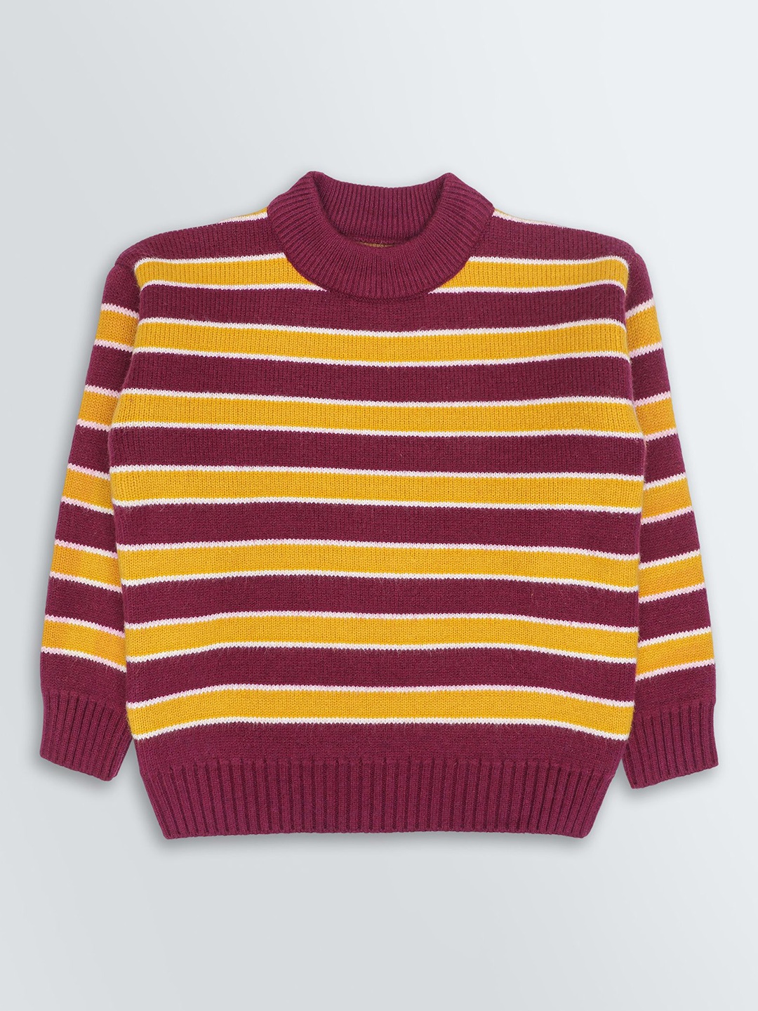 

KNITCO Kids Striped Mock Collar Pullover Sweaters, Yellow