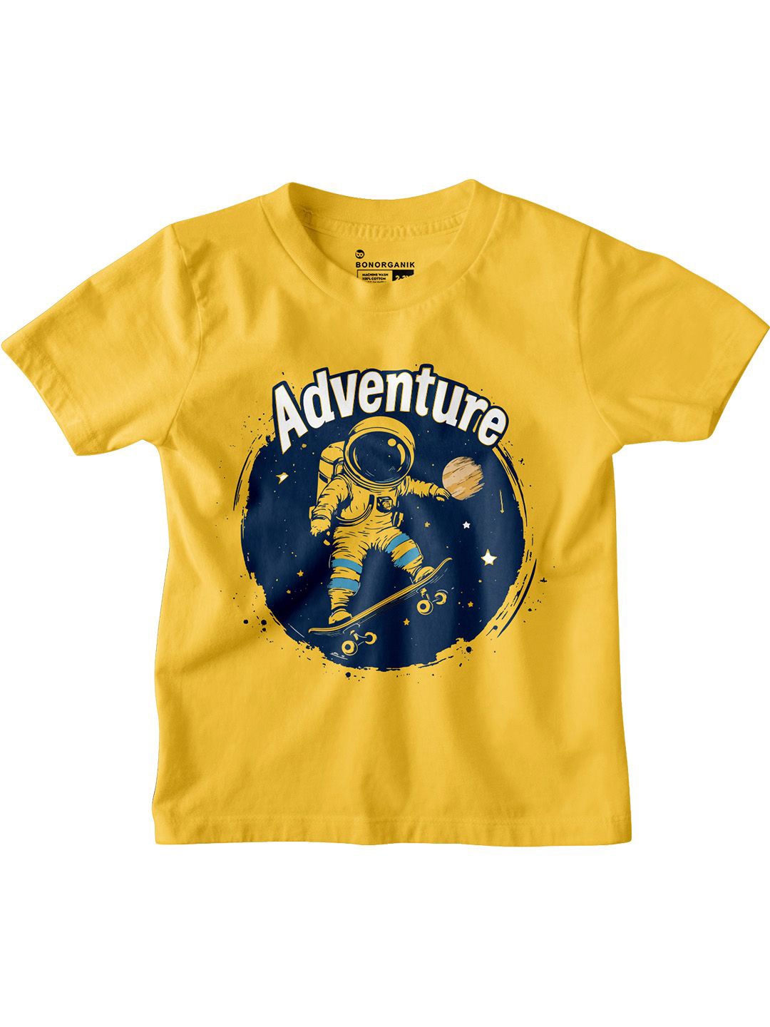 

BonOrganik Boys Graphic Printed Round Neck Cotton T-shirt, Yellow