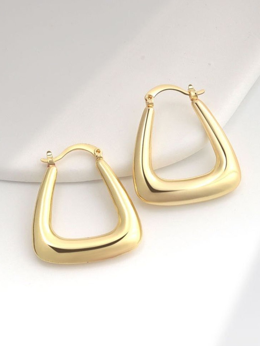 

MYKI Stainless Steel Gold-Plated Contemporary Hoop Earrings