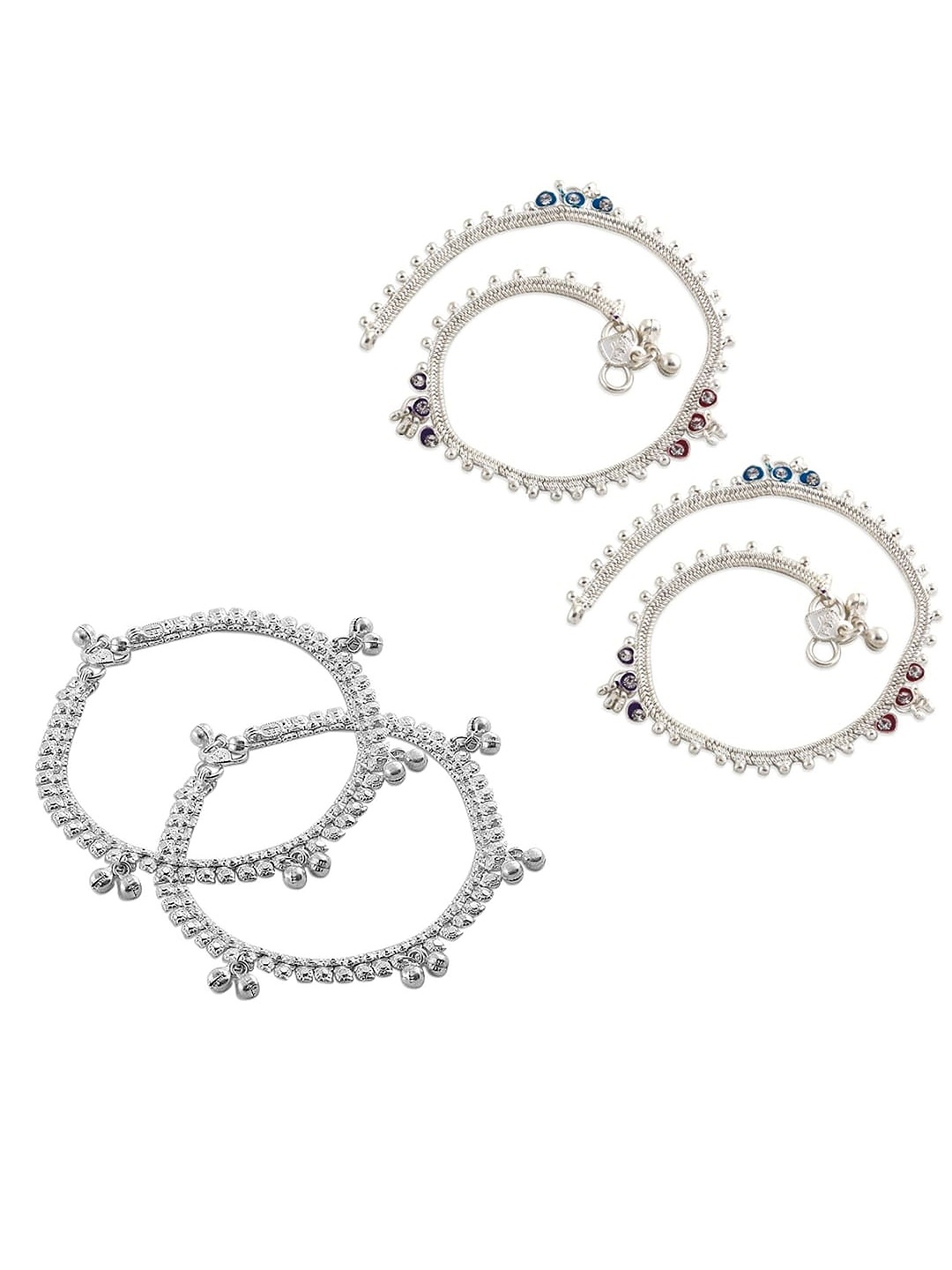 

Lila Set of 2 Silver-Plated Stone Studded Anklets