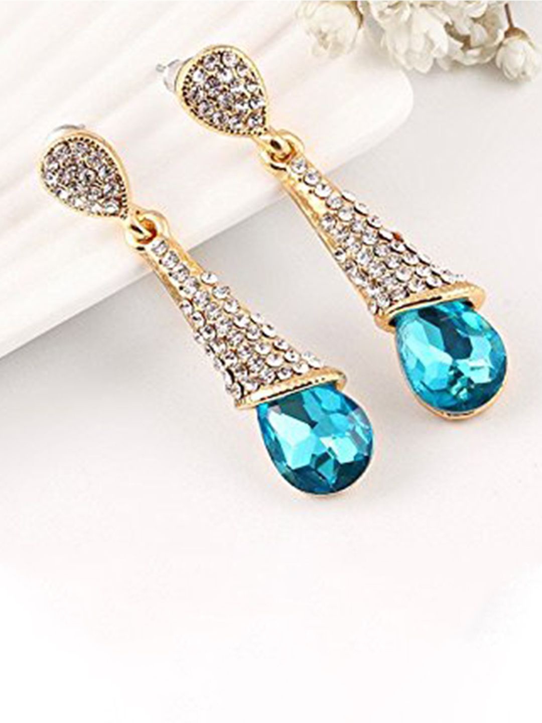 

YouBella Gold-Plated Stone Studded Drop Earrings