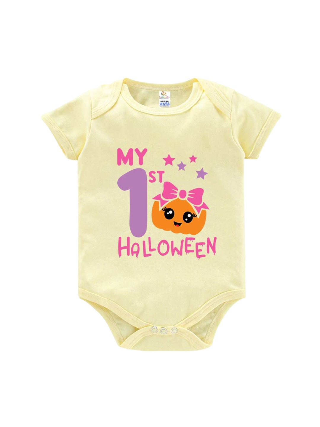 

Babywish Kids Halloween Printed Cotton Short Sleeve Romper, Yellow