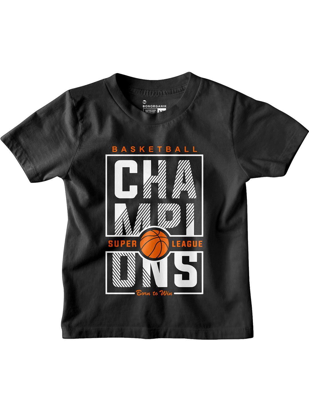 

BonOrganik Boys Typography Printed Round Neck Cotton T-shirt, Black