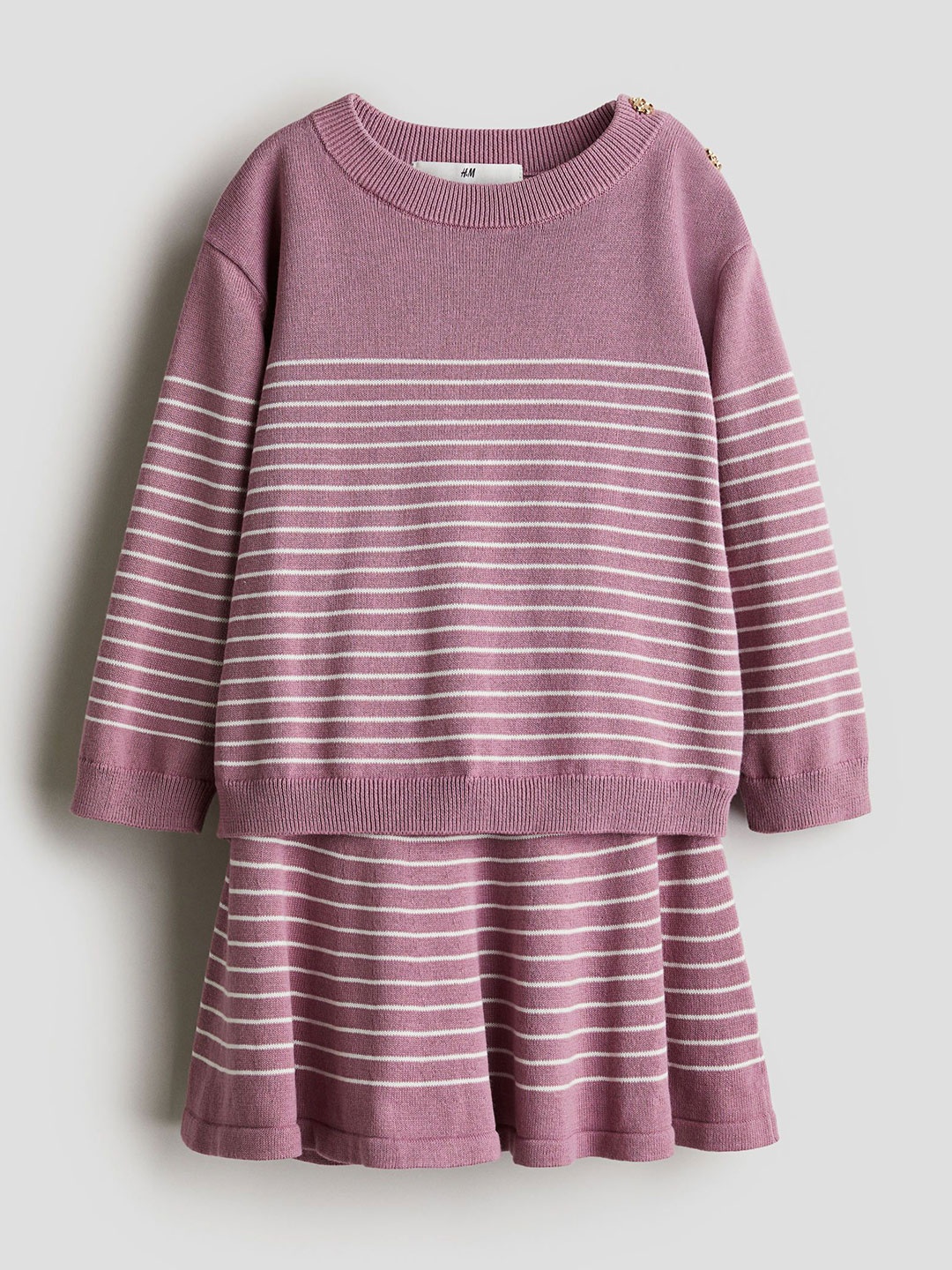 

H&M 2-Piece Fine-Knit Cotton Set, Pink