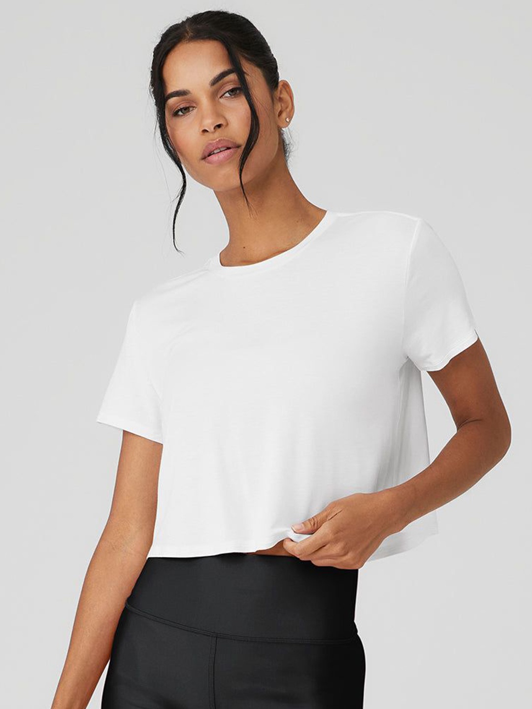 

appulse Women Solid Round Neck Cotton T-shirt, White